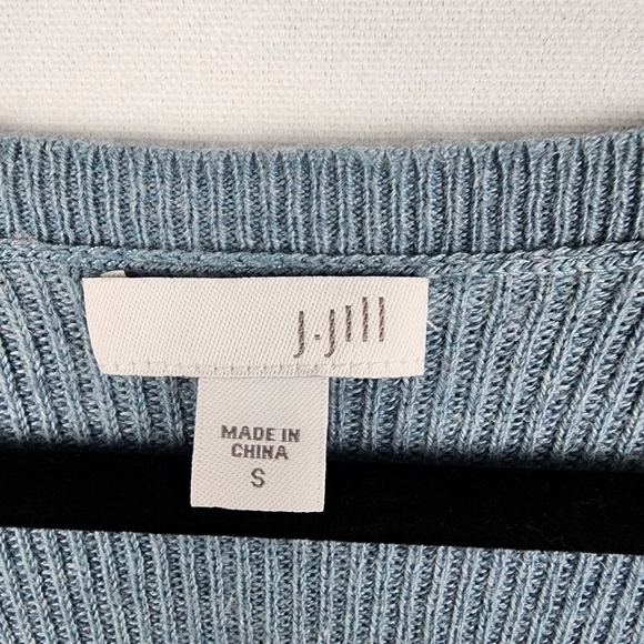 J Jill Ribbed Knit V-neck Blue Sweater Size Small - Picture 3 of 6